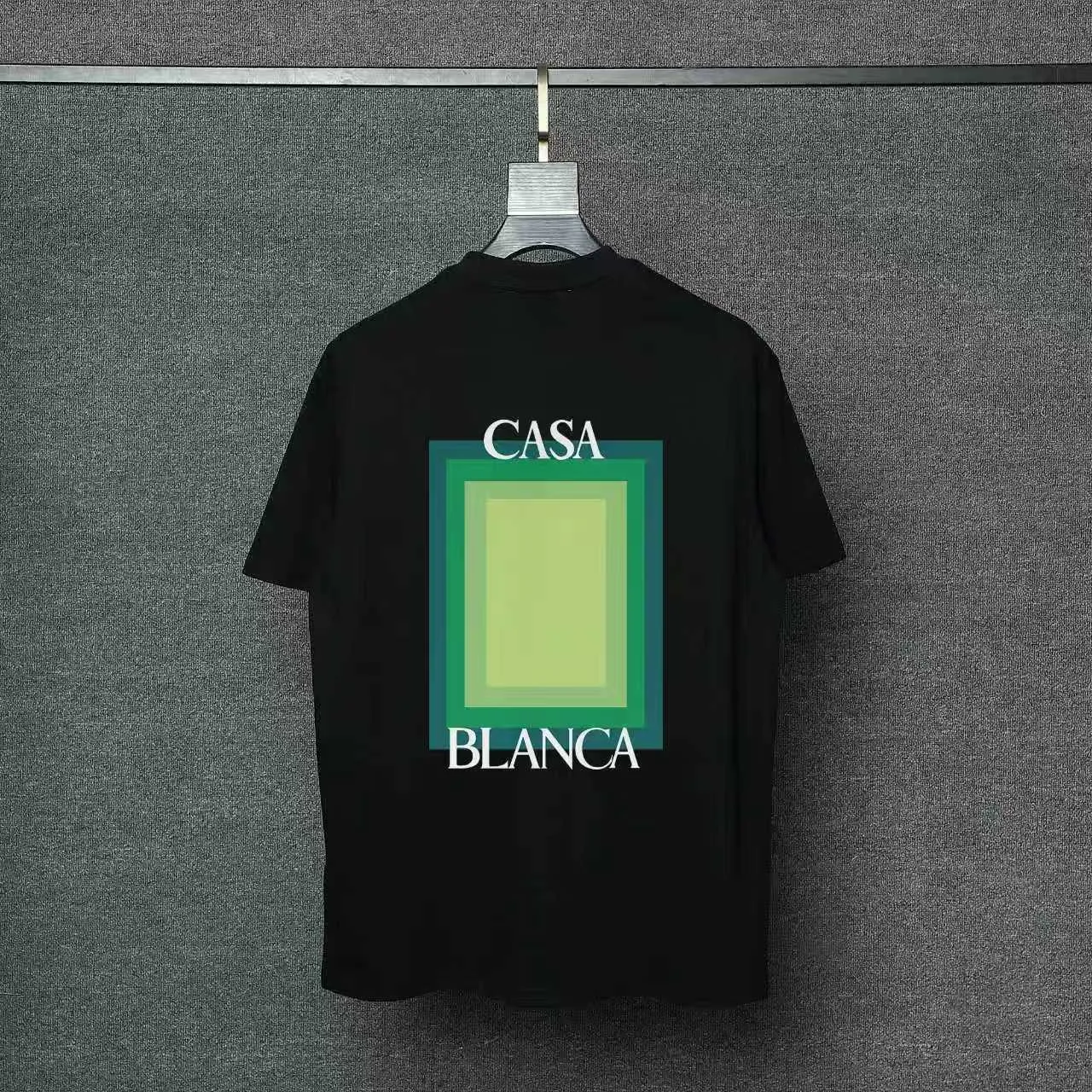 26ss CASABLANCA original printing process short-sleeved T-shirt original development using high-density double yarn pure cotton fabric upper body soft and comfortable color Black White Dark Green color Orange Pink Blue Royal Blue color cigarette powder 8 colors Sizes S M L XL